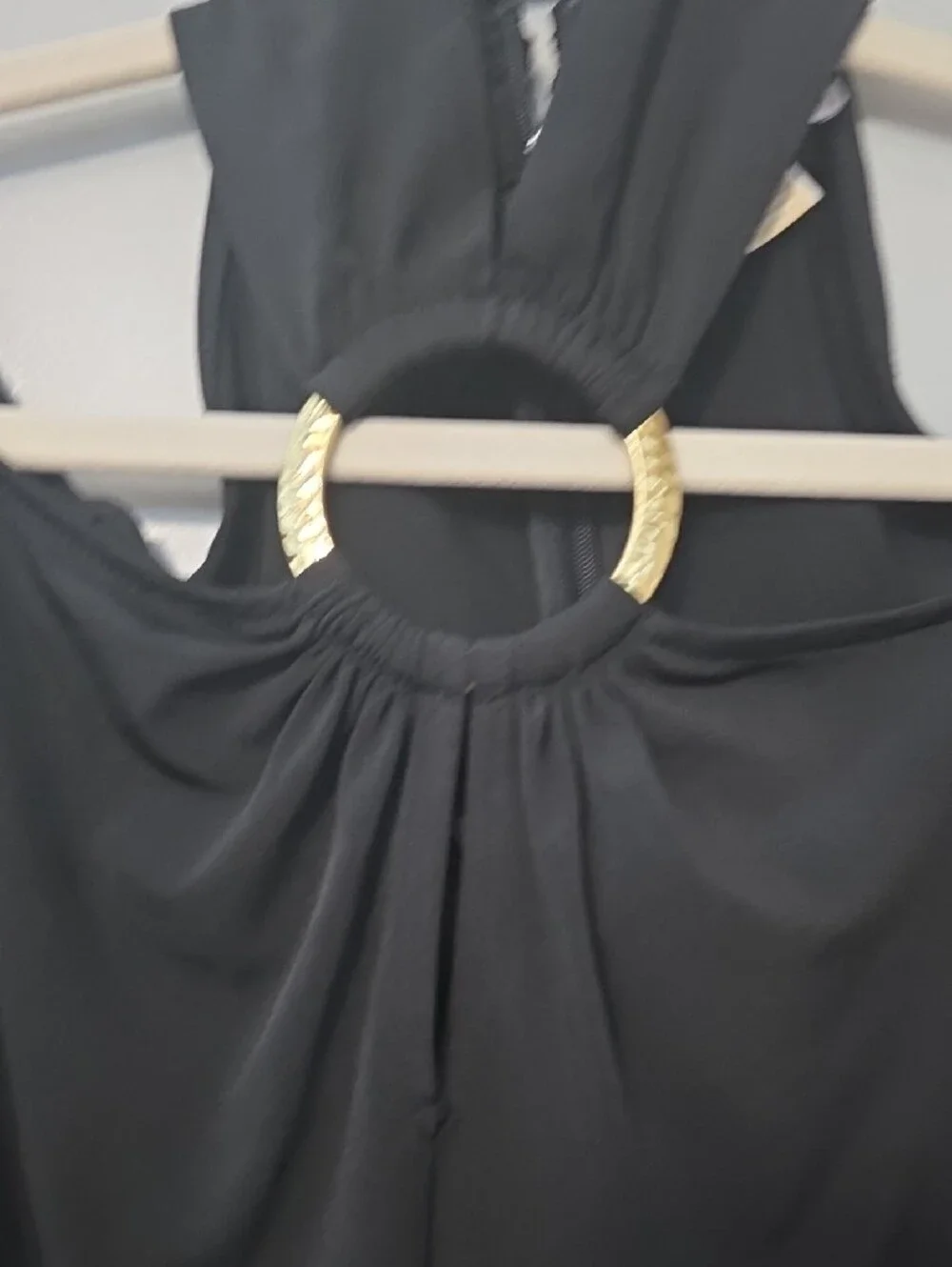 Michael Kors Black Cold-Shoulder Tunic with Gold Ring Accent